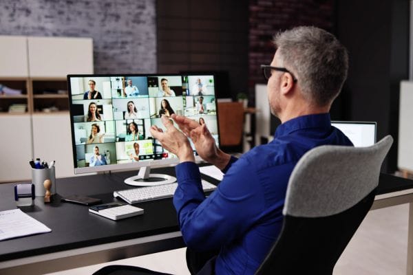 Clapping In Virtual Video Conference Call Email message inbox notification on laptop screen