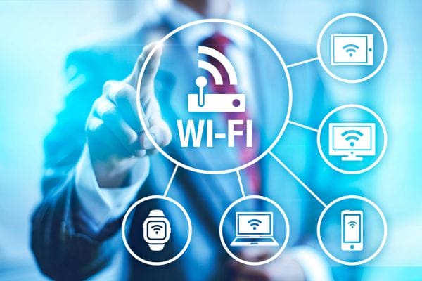 wifi solution Happy Man Using Smartphone