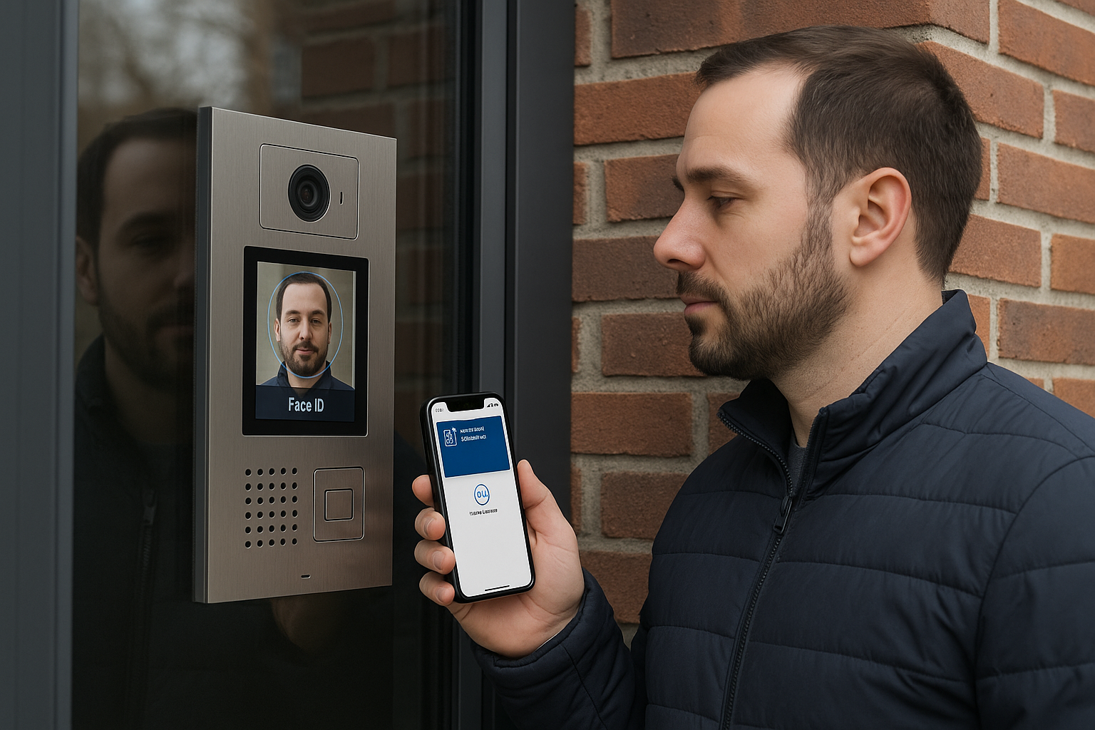 man using face ID man using face ID